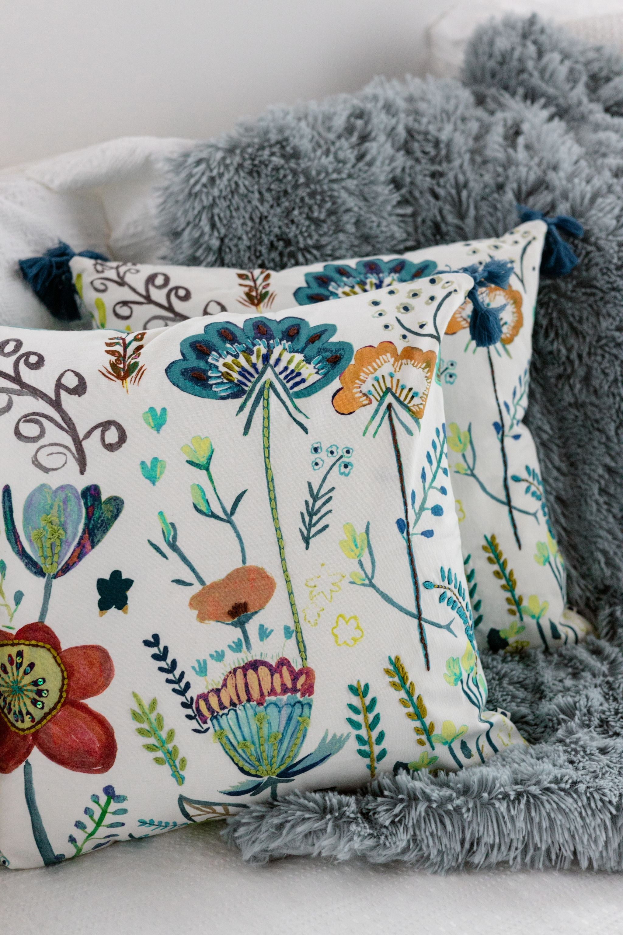 Blossom Embroidered Cushion Cover | Dorm Decor