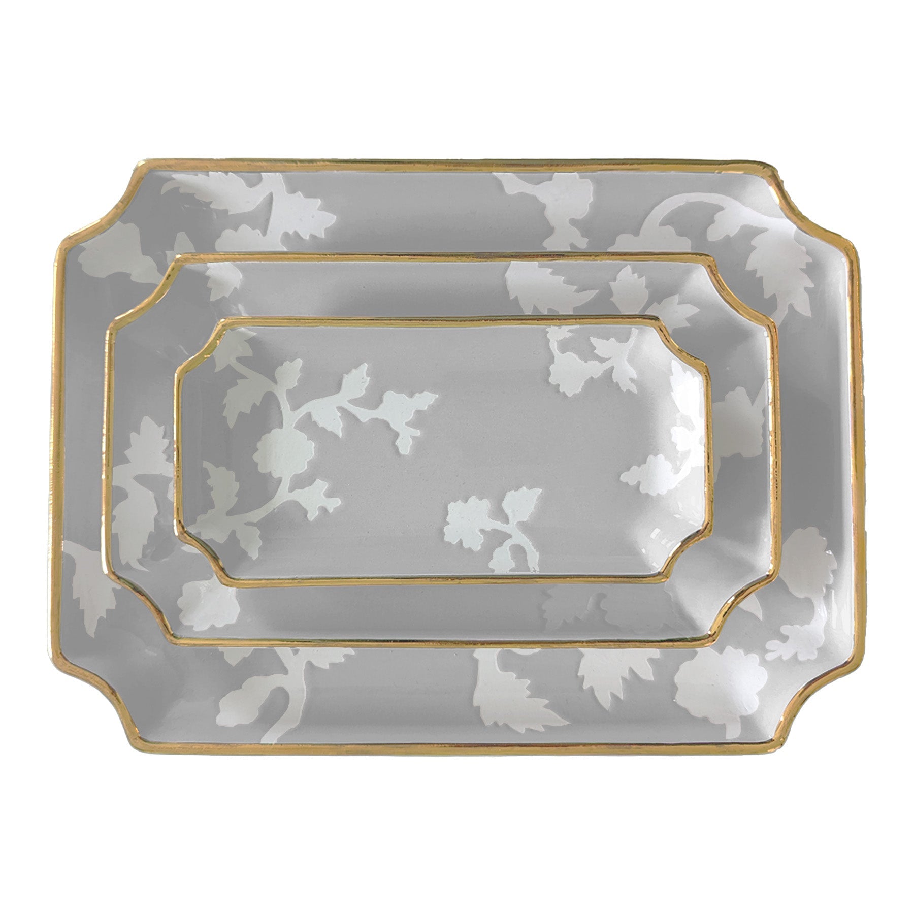 Chinoiserie Decorative Trays with Gold Accent