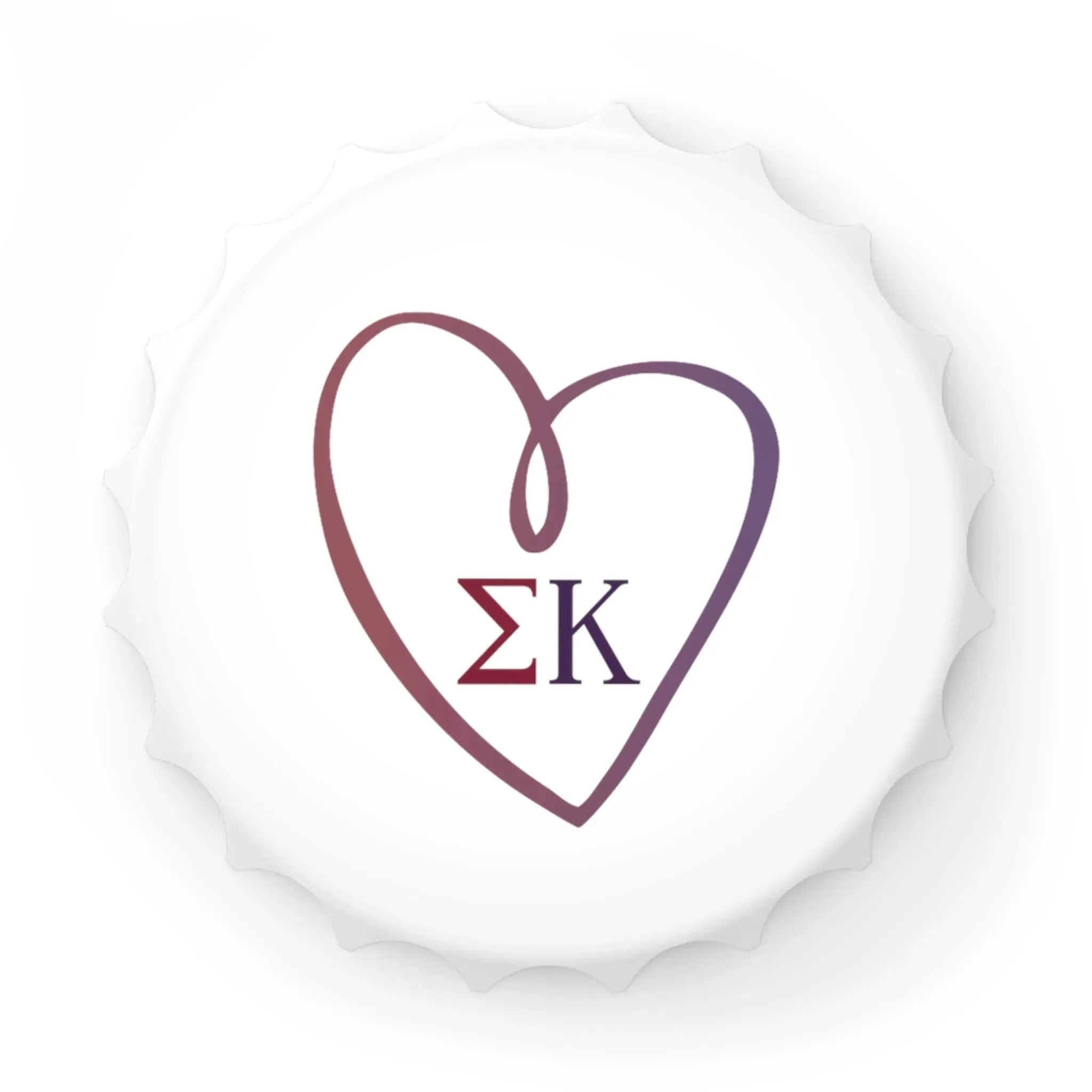 Sigma Kappa Magnetic Bottle Opener - Heart White Bottle Openers
