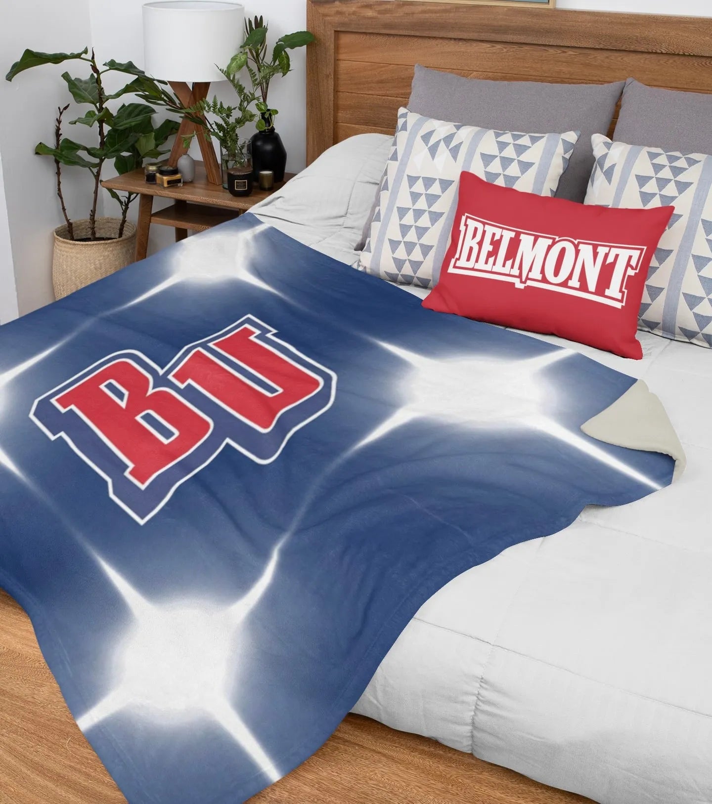 Belmont University Throw Blanket XL 60x80 - BU Flashing Lights | Gifts