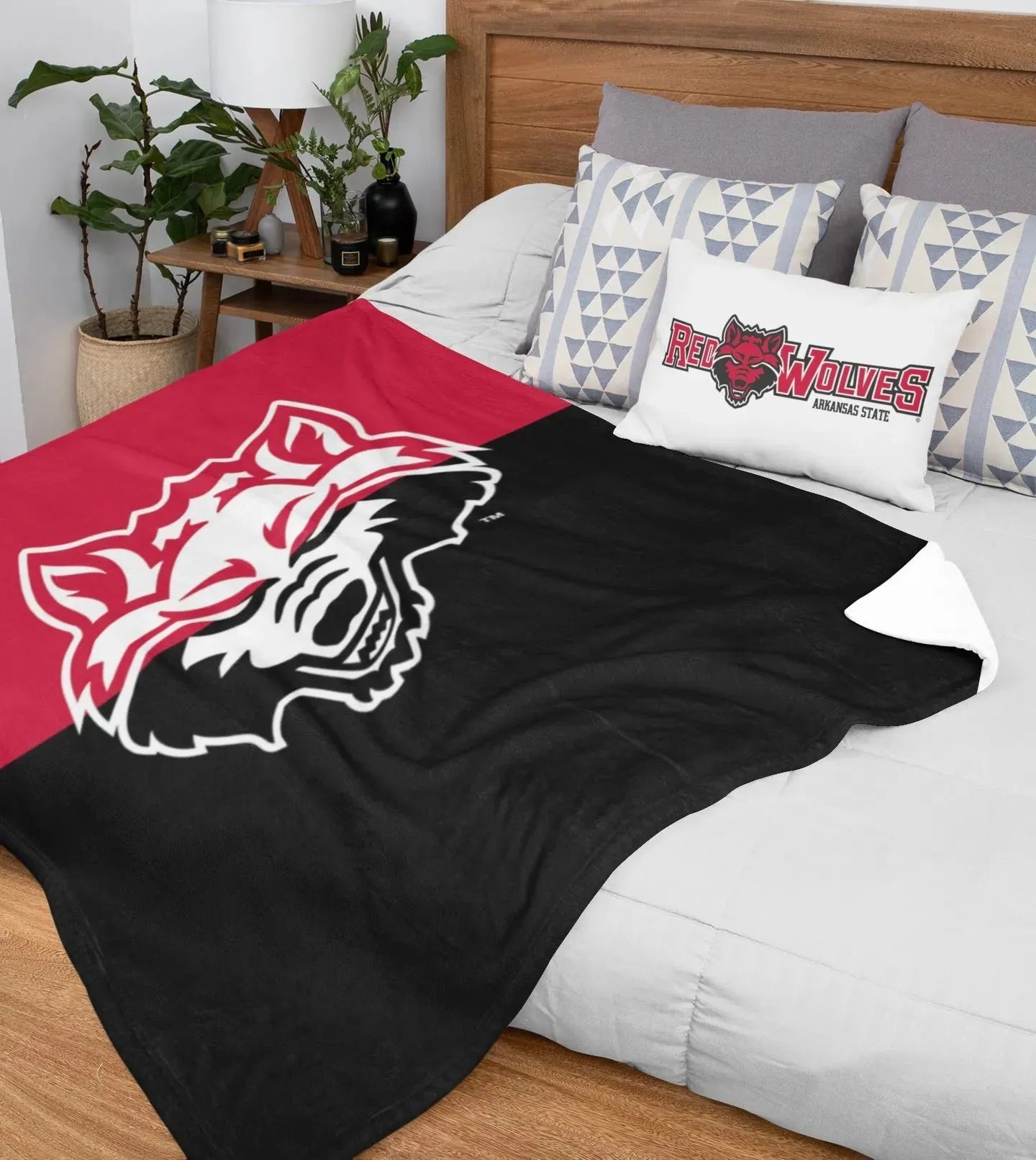 Arkansas State XL 60x80 Sherpa Throw Blanket - Color Split Throw Blankets