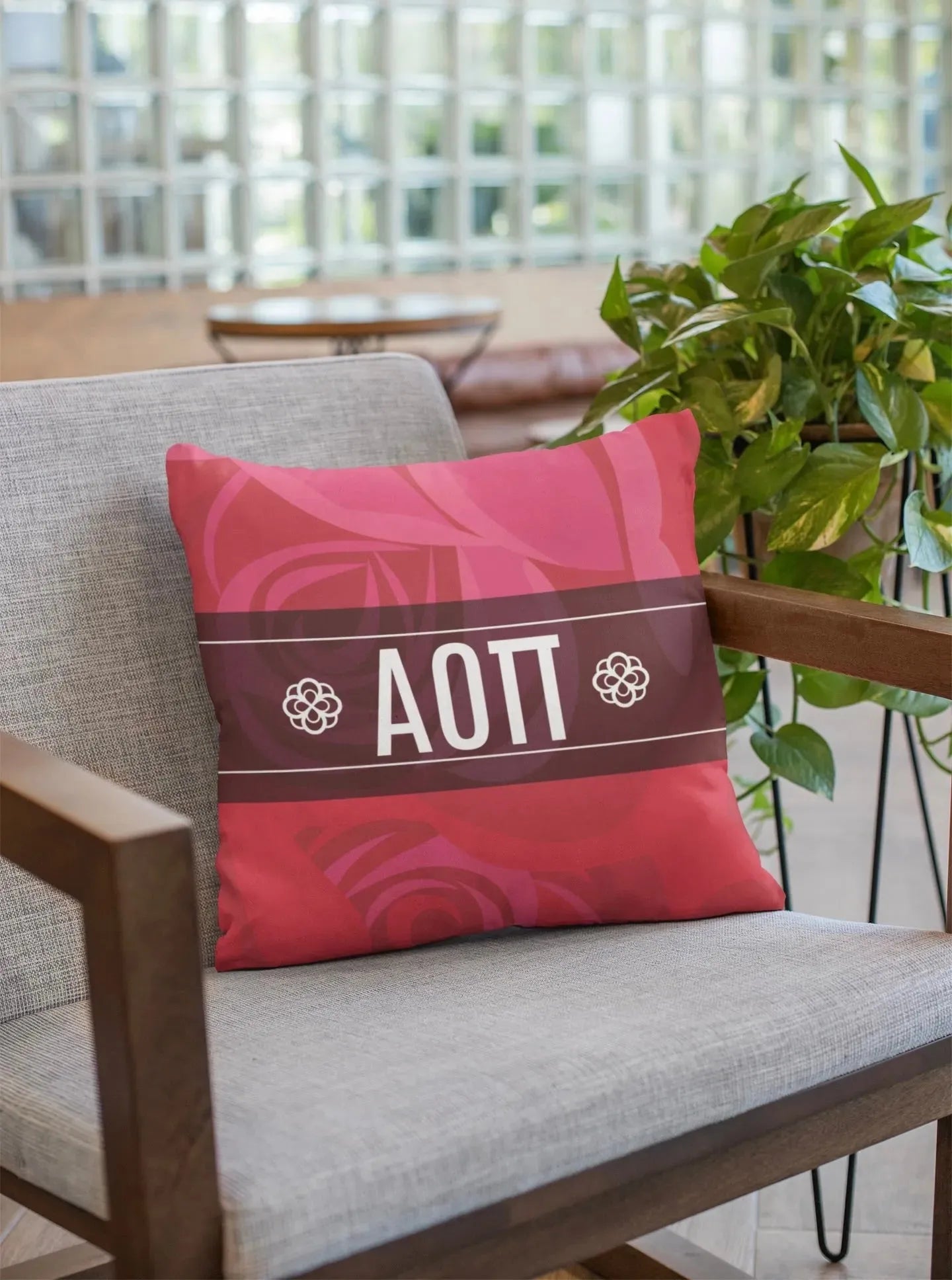 Alpha Omicron Pi 18" Floral Throw Pillow Cover Pillow Covers