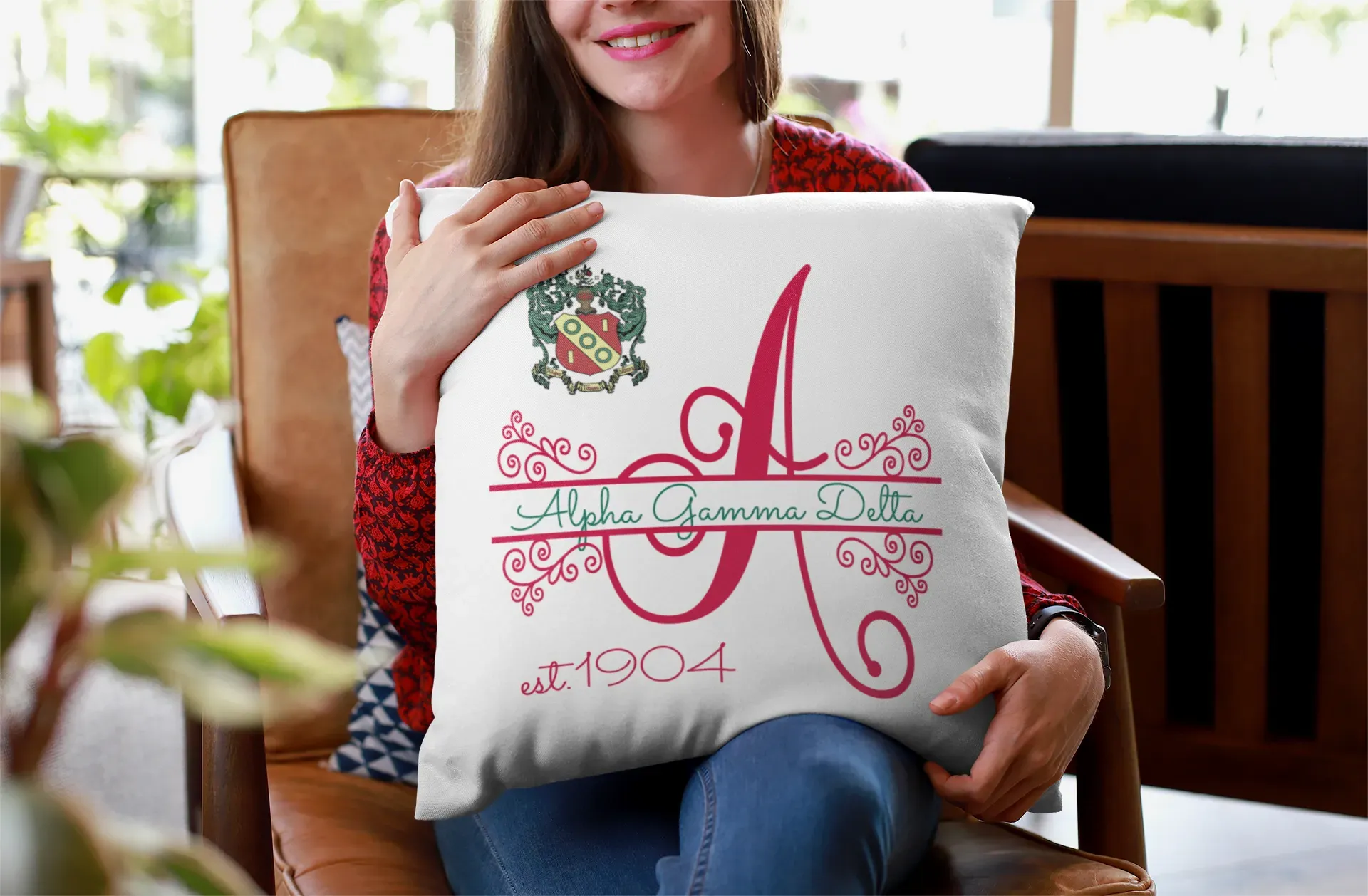 Alpha Gamma Delta 18" Monogram Throw Pillow Cover Pillow Covers