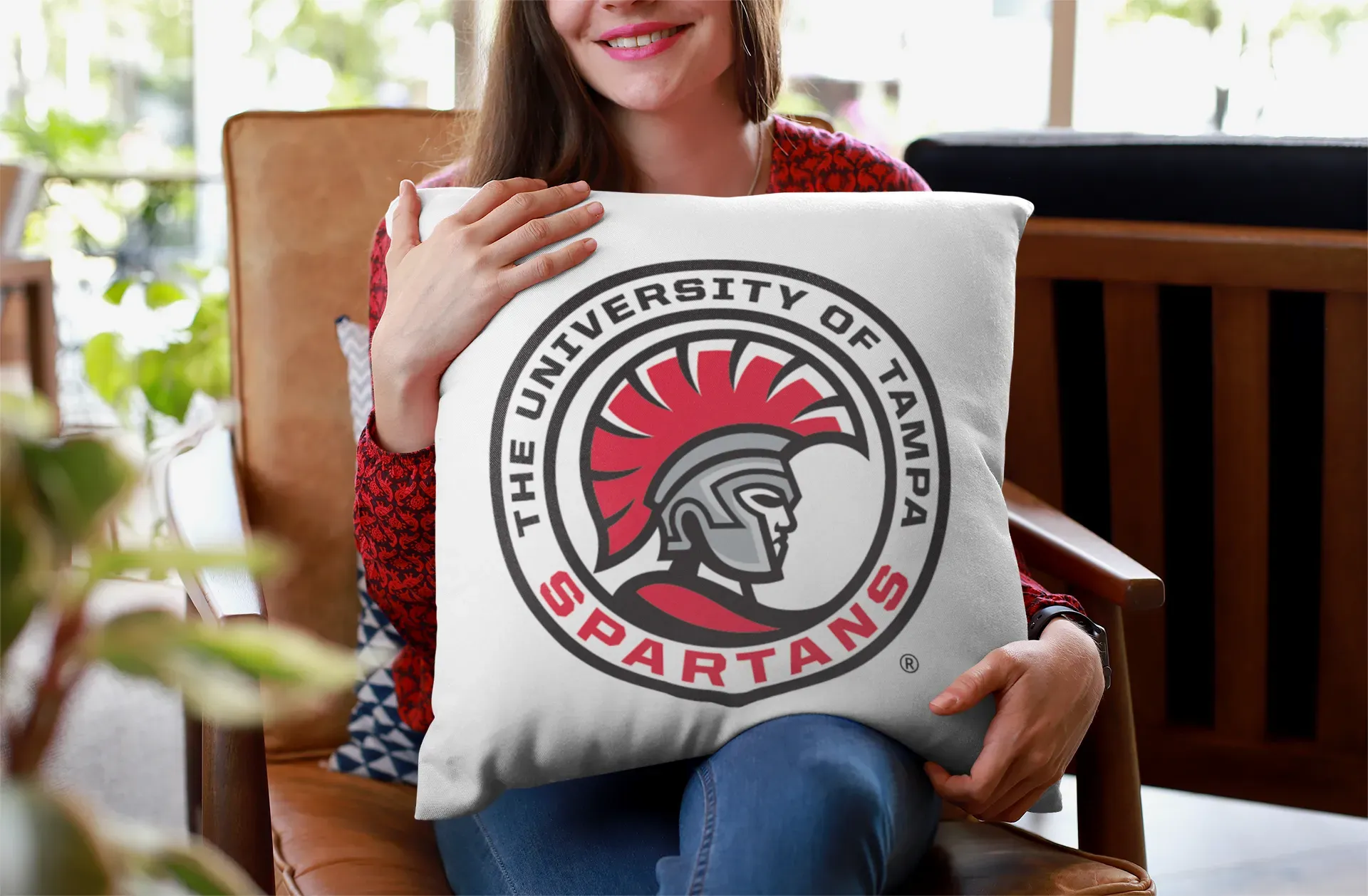 University of Tampa Throw Pillow Cover -Spartan Seal White - 18" Pillow Covers
