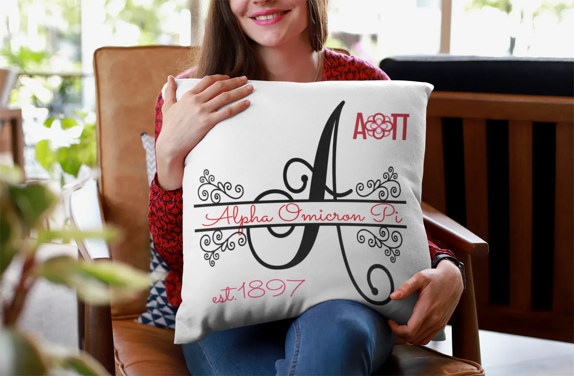Alpha Omicron Pi 18" Monogram Throw Pillow Cover Pillow Covers