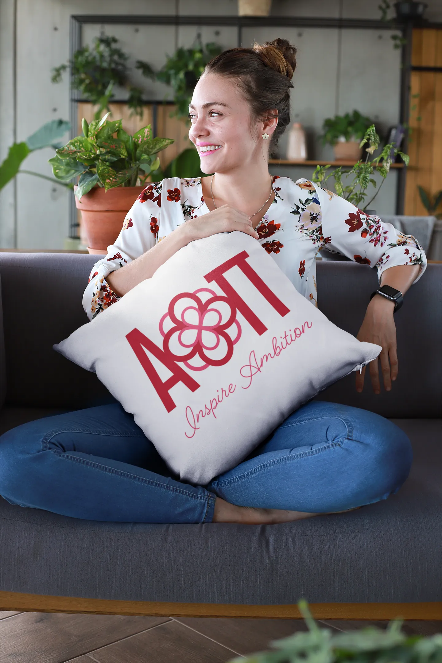 Alpha Omicron Pi Pillow Cover - Traditional Logo - 18" | Gift Shop | AOII | Decor | Festive Fit Home