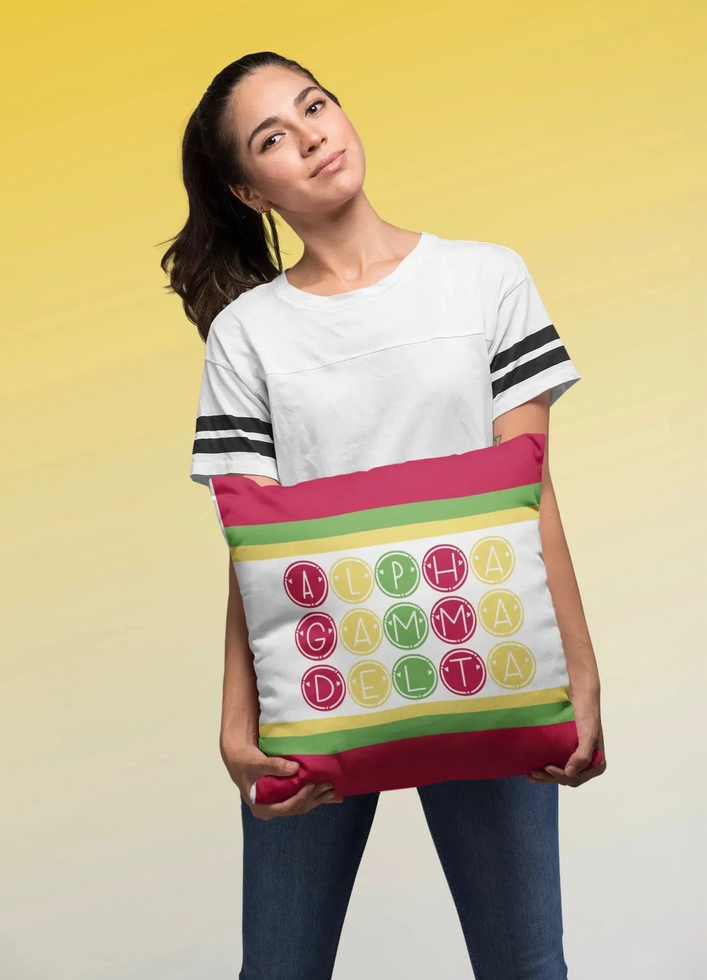 Alpha Gamma Delta 18" Throw Pillow Cover - Dots Pillow Covers