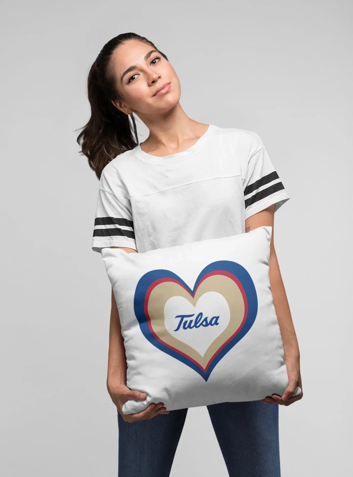 University of Tulsa Throw Pillow Cover - Layered Heart 18" | Gifts  and Decor | Festive Fit Home