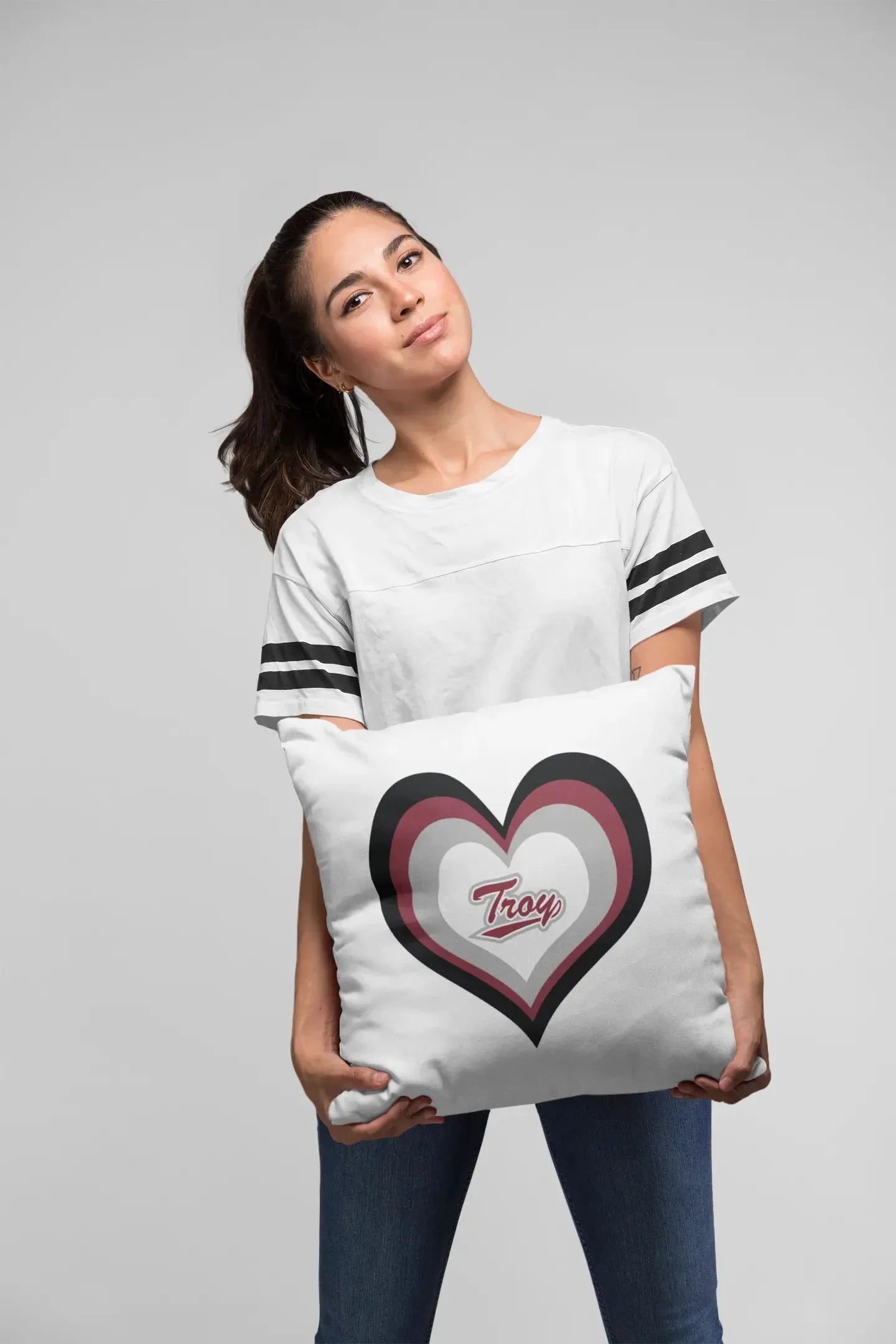 Troy University 18" Heart Throw Pillow Cover Pillow Covers