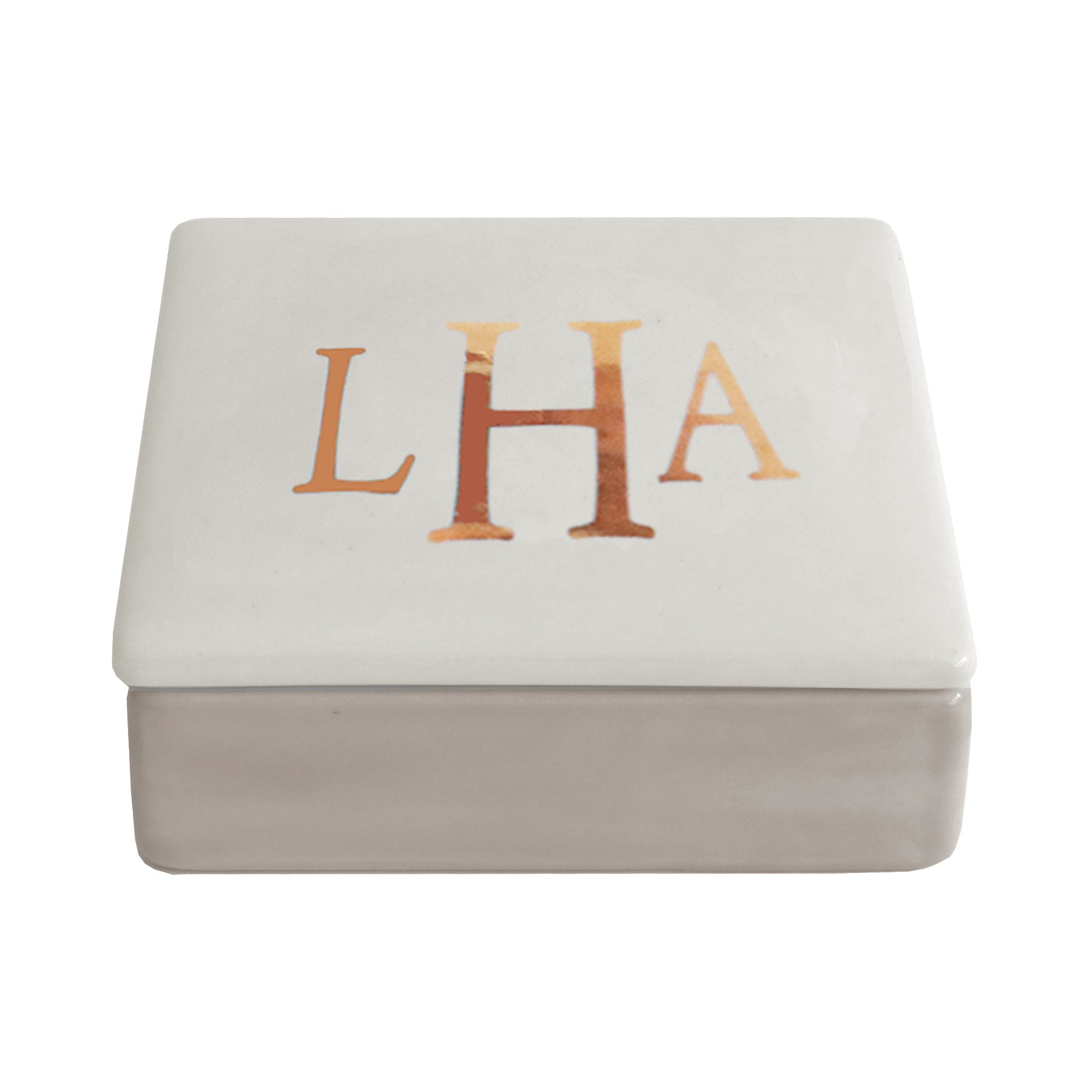 Personalized Classic Gold Monogram Two-Tone Box | College Gifts