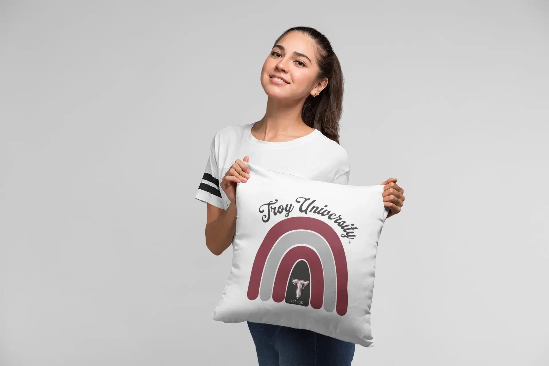 Troy University 18" Throw Pillow Cover - Rainbow Pillow Covers