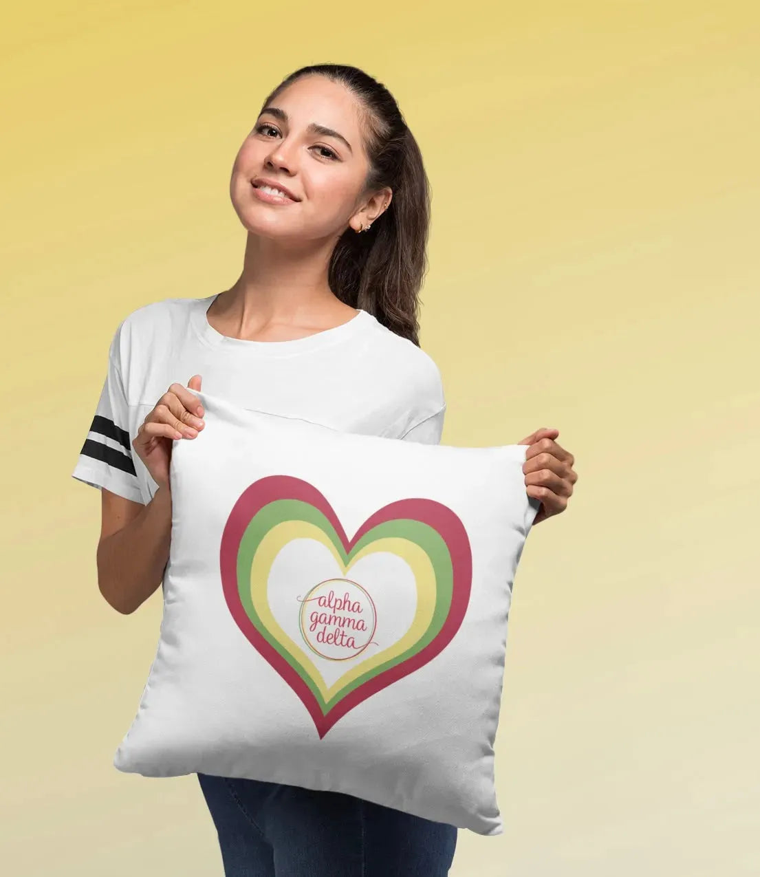 Alpha Gamma Delta 18" Heart Throw Pillow Cover Pillow Covers