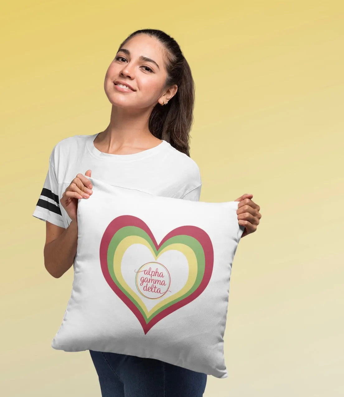 Alpha Gamma Delta Pillow Cover - Heart - 18" | Official Gift Shop | Merchandise and Decor | Festive Fit Home