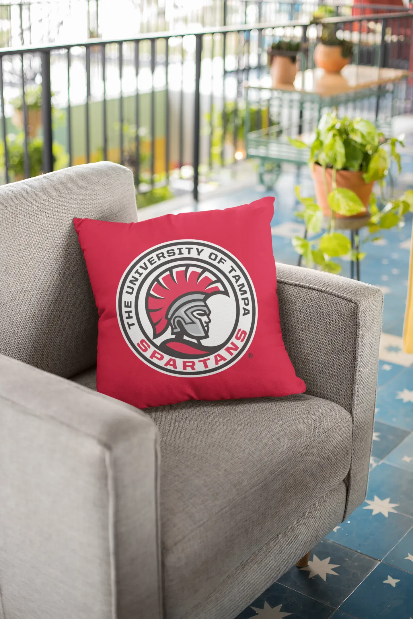 University of Tampa Spartan Seal Pillow Cover - Red - 18" Pillow Covers