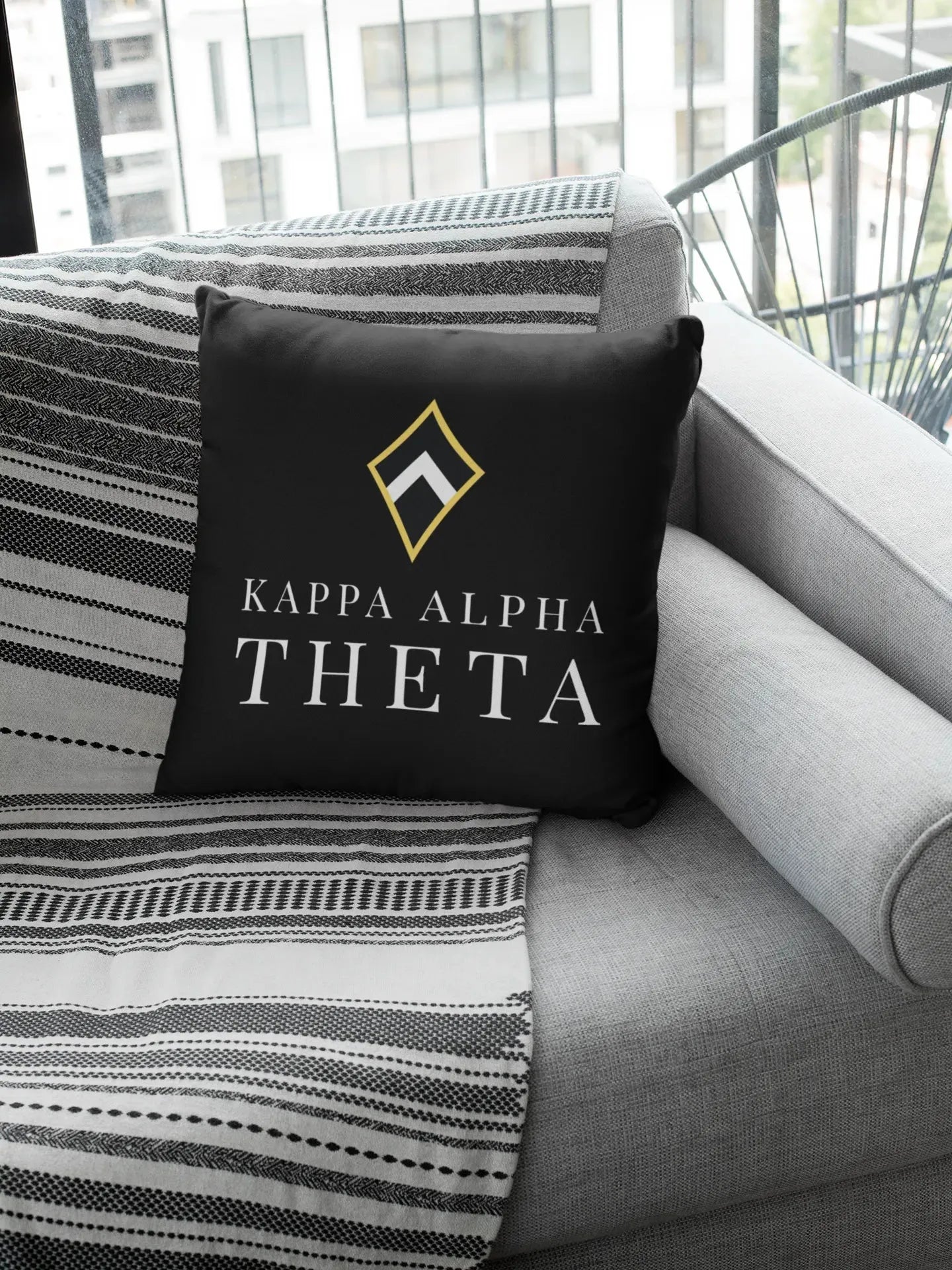 Kappa Alpha Theta 18" Traditional Black Throw Pillow Cover Pillow Covers