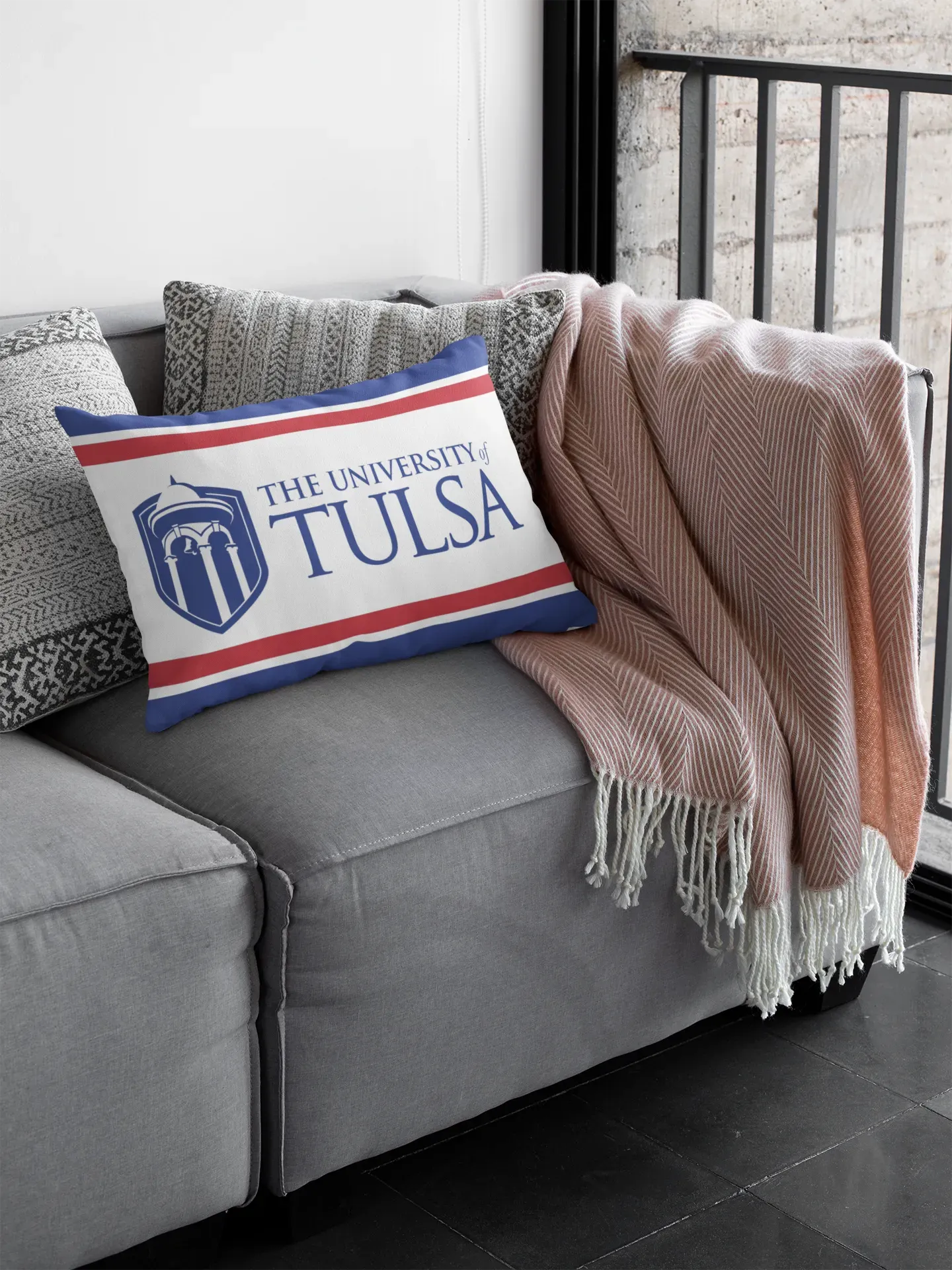 University of Tulsa Lumbar Throw Pillow Cover - Traditional Stripes Pillow Covers