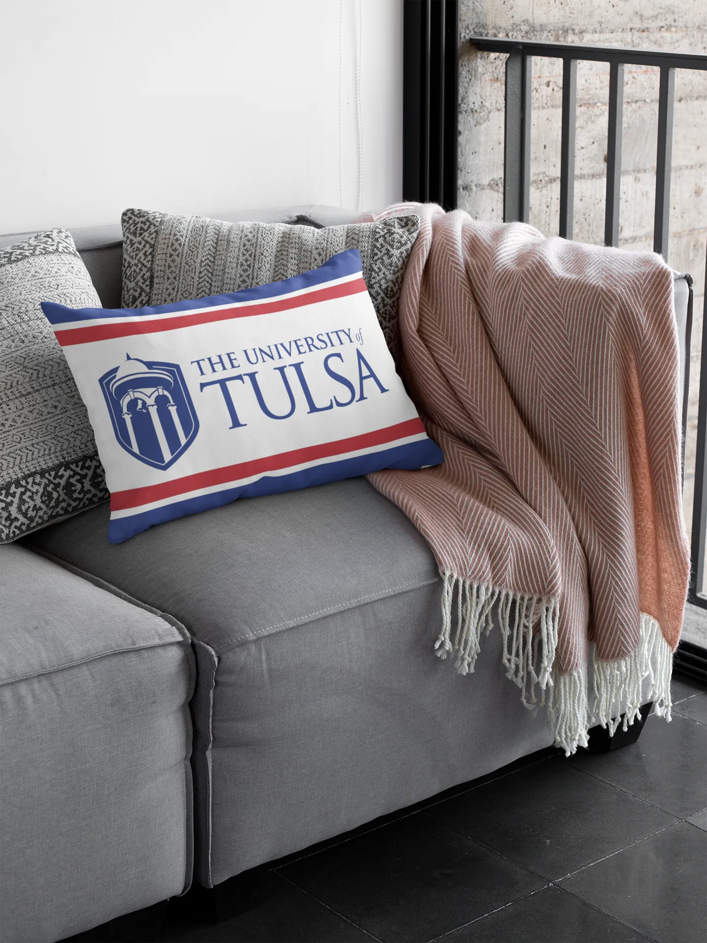 University of Tulsa Striped Traditional Lumbar Pillow Cover | Gifts | Festive Fit Home