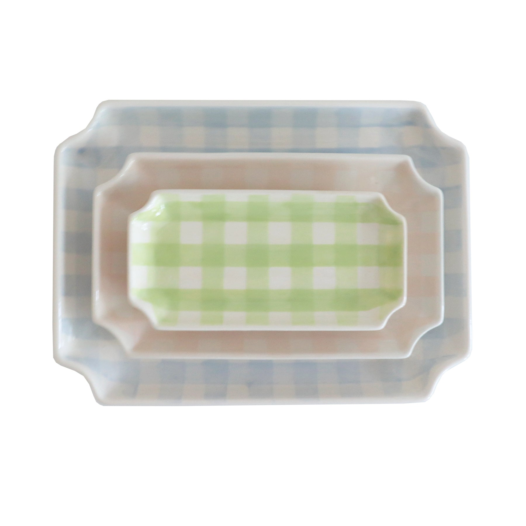 Pastel Gingham Decorative Tray – Dorm Room Accent | Preppy Dorm Decor | Campus Greek Fit